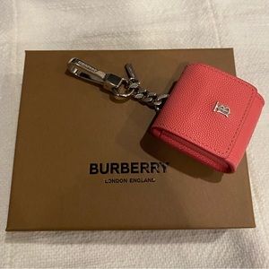 Authentic Burberry genuine leather pink Apple AirPod carrying case